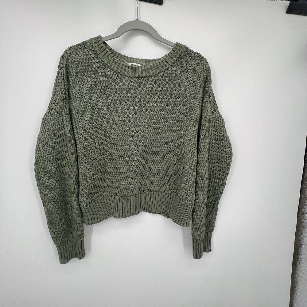 Pact Womens Sweater Honeycomb Chunky Knit Organic Cotton Sz S Green Relaxed Fit